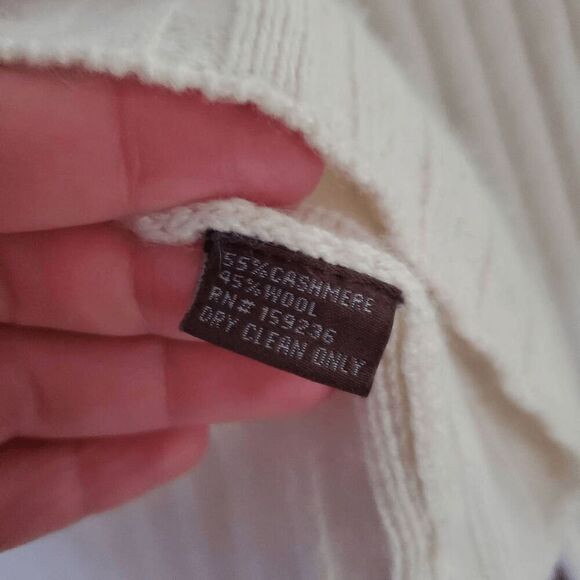 J. Mclaughlin Women's Ivory Long Sleeve Gold Button Accent Ribbed Turtleneck M - Picture 4 of 5